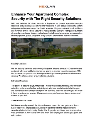 enhance your apartment complex security with