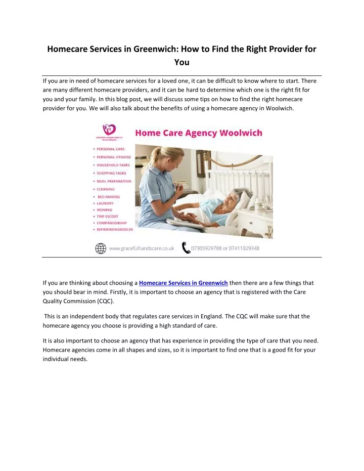 homecare services in greenwich how to find