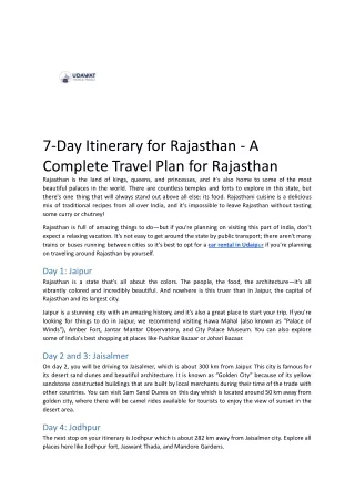 7-Day Itinerary for Rajasthan