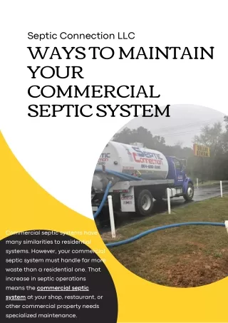 WAYS TO MAINTAIN YOUR COMMERCIAL SEPTIC SYSTEM