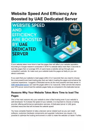 website speed and efficiency are boosted