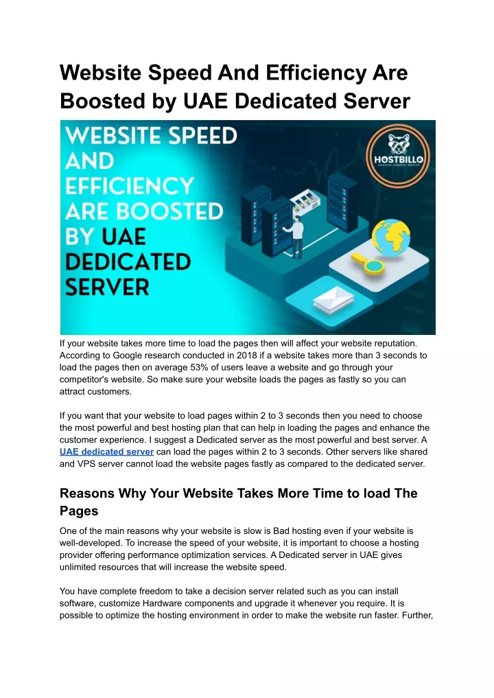 website speed and efficiency are boosted