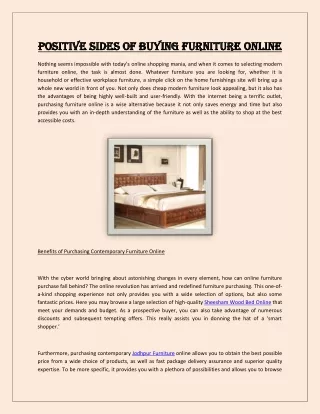 Positive Sides Of Buying Furniture Online