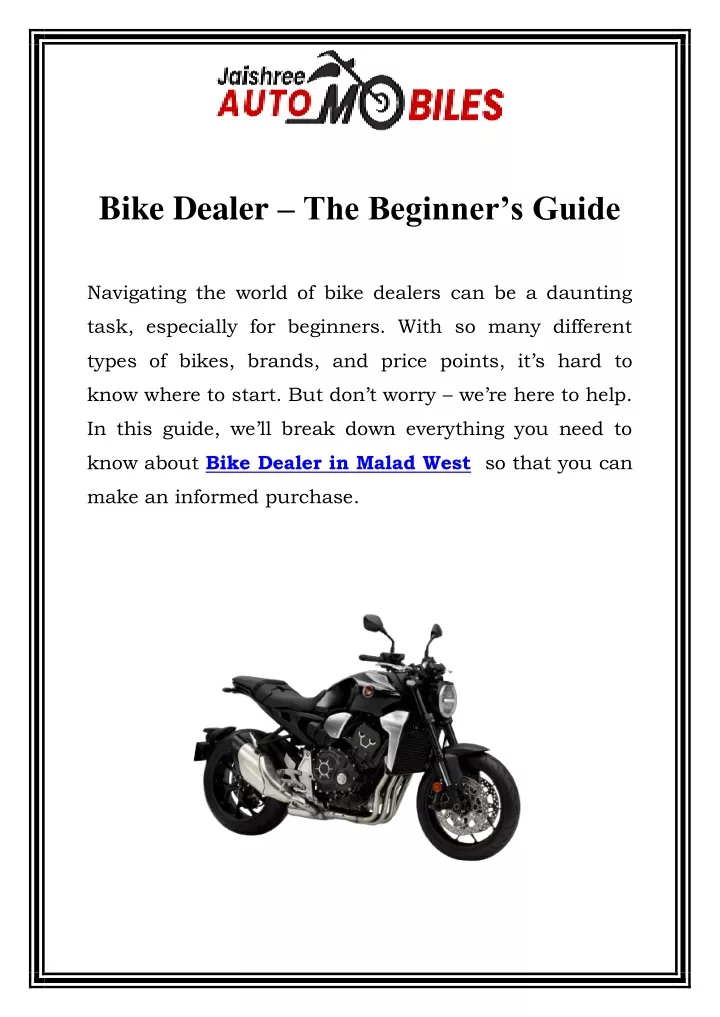 bike dealer the beginner s guide