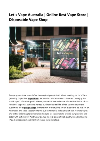 Let's Vape Australia, Online Best Vape Store, Disposable Vape Shop