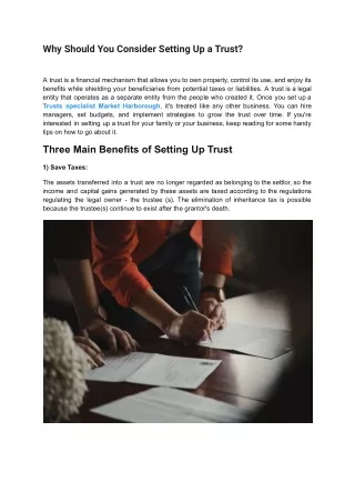 Why Should You Consider Setting Up a Trust