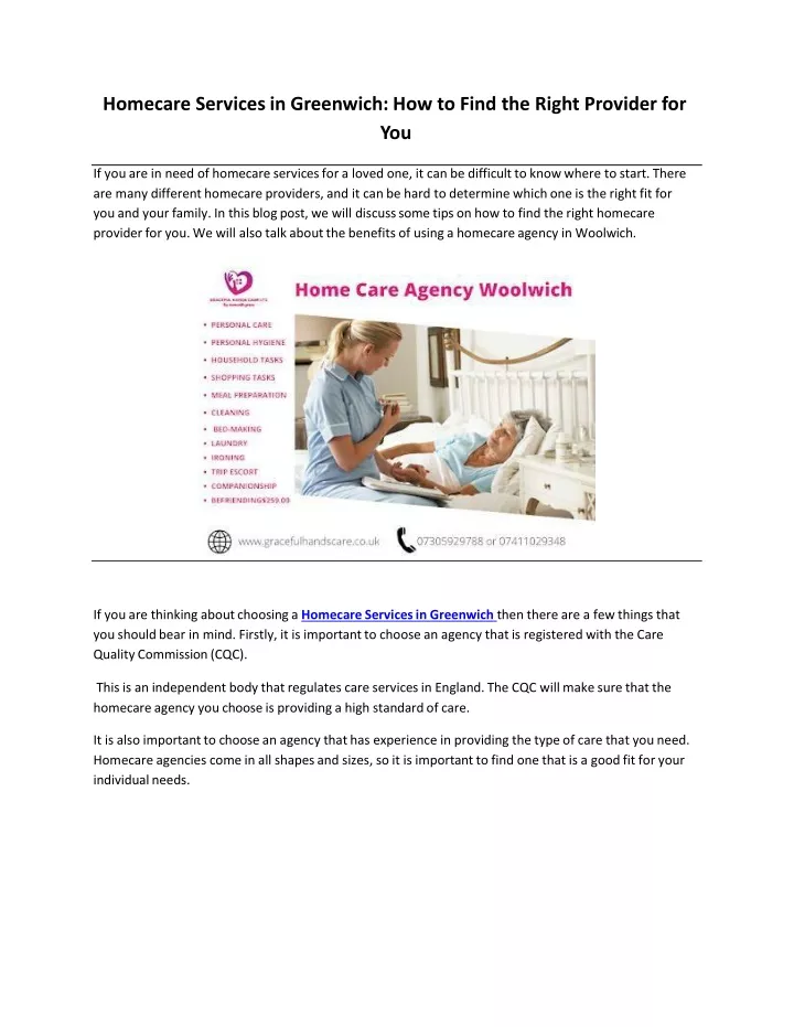homecare services in greenwich how to find