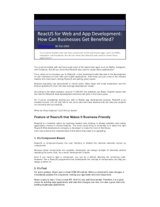 reactjs for web and app development