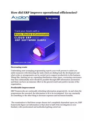 how did erp improve operational efficiencies