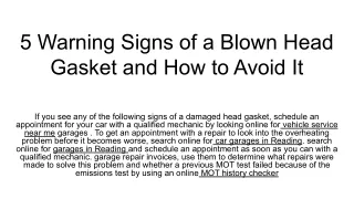 5 warning signs of a blown head gasket