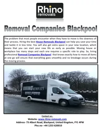 Removal Companies Blackpool