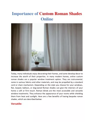 Importance of custom roman shades online