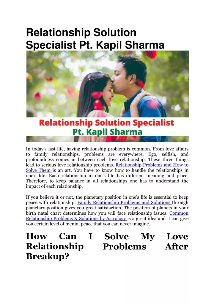 relationship solution specialist pt kapil sharma