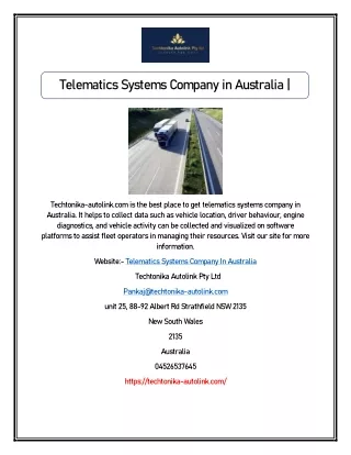 Telematics Systems Company in Australia | Techtonika-autolink.com