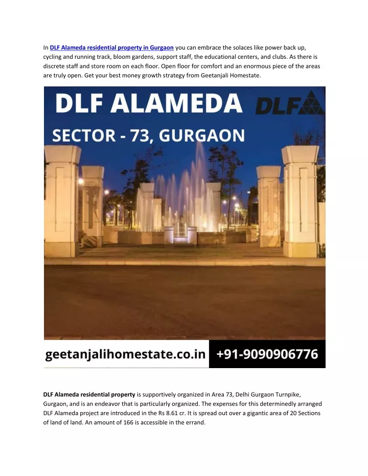 in dlf alameda residential property in gurgaon
