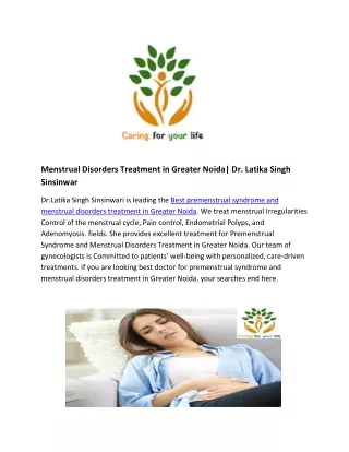 menstrual disorders treatment in greater noida