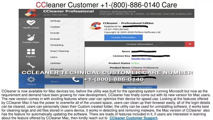 cc leaner customer 1 800 886 0140 care