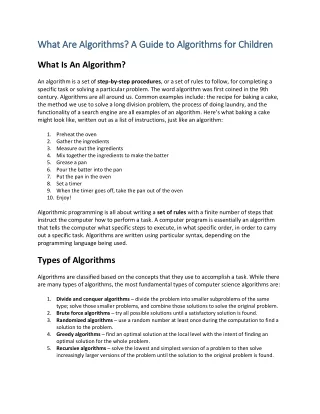what are algorithms a guide to algorithms