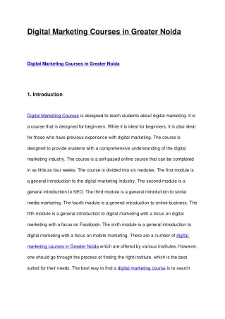 Learn Digital Marketing Courses in Greater Noida