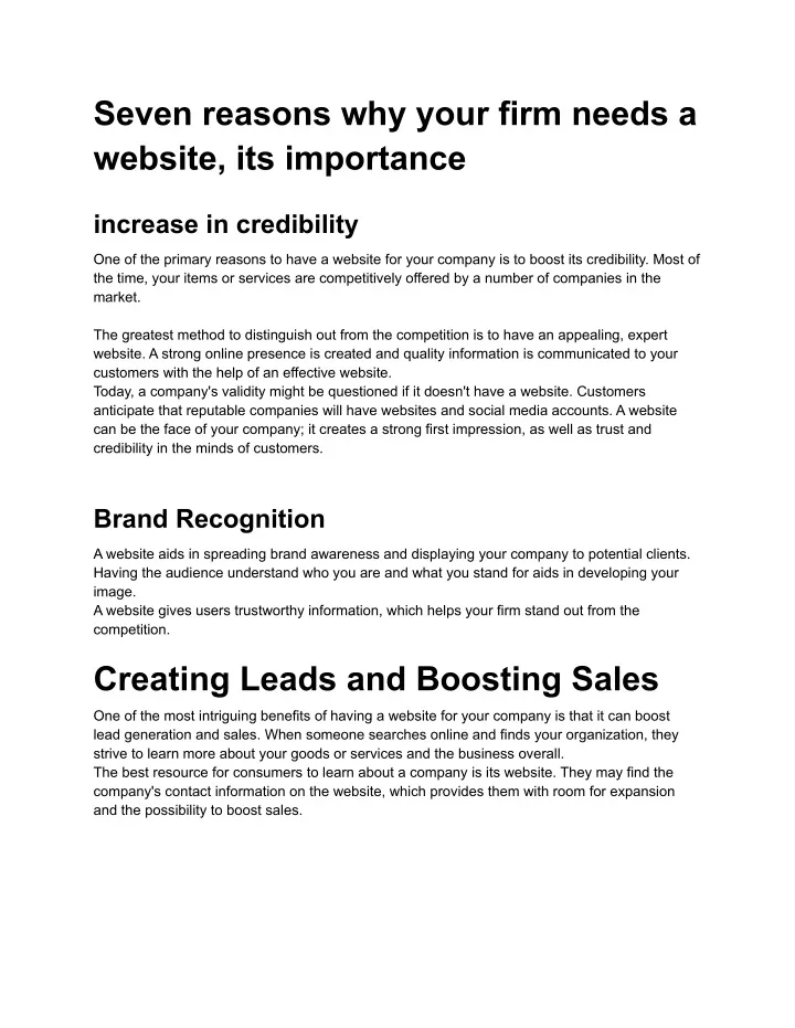 seven reasons why your firm needs a website