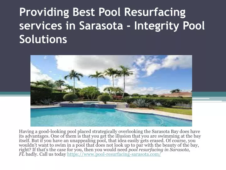 providing best pool resurfacing services in sarasota integrity pool solutions