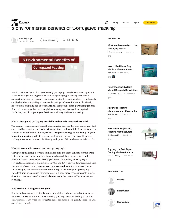 Environmental Benefits of Corrugated Packaging