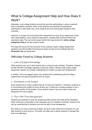 what is college assignment help and how does