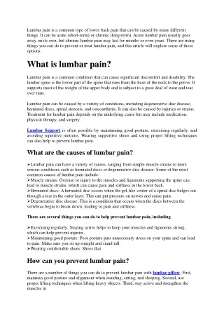lumbar pain is a common type of lower back pain