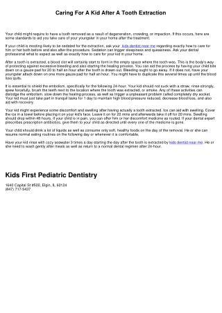 Caring For A Kid After A Tooth Removal