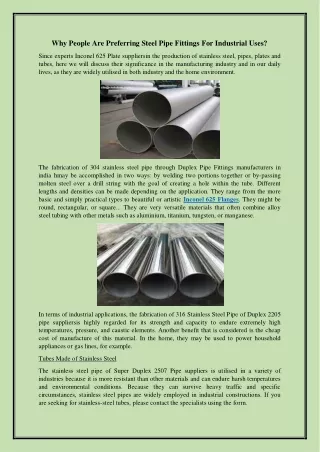 Why People Are Preferring Steel Pipe Fittings For Industrial Uses