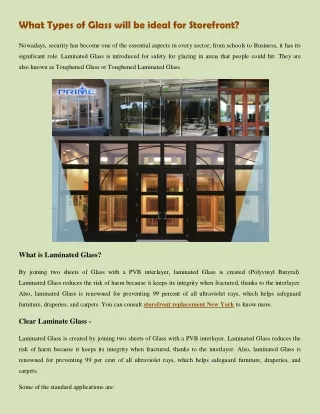 what types of glass will be ideal for storefront