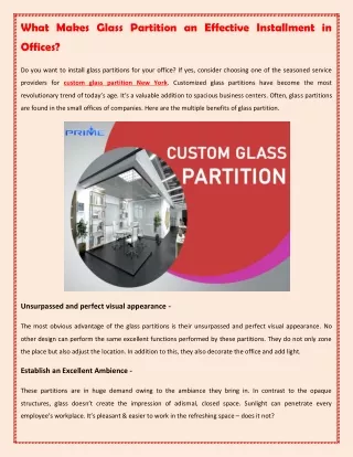 what makes glass partition an effective