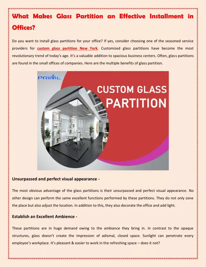 what makes glass partition an effective