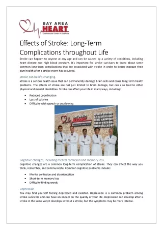 effects of stroke long term complications