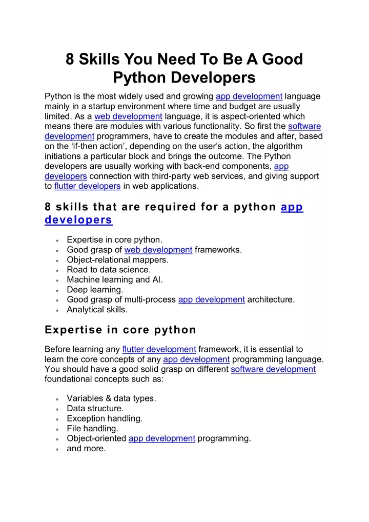8 skills you need to be a good python developers