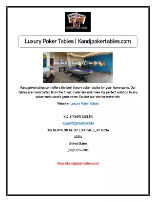 Luxury Poker Tables | Kandjpokertables.com