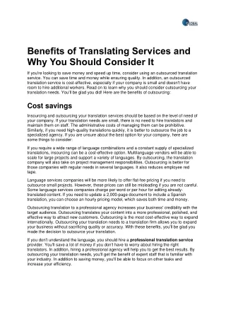 Benefits of Translating Services