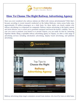 how to choose the right railway advertising agency