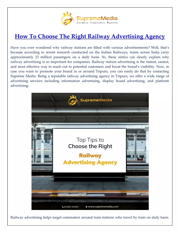 how to choose the right railway advertising agency