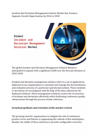 incident and deviation management solution market