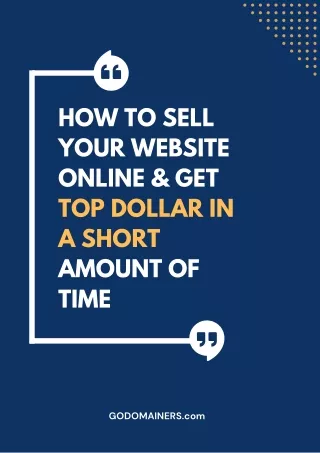 Website For Sale - How to Sell Your Website Online