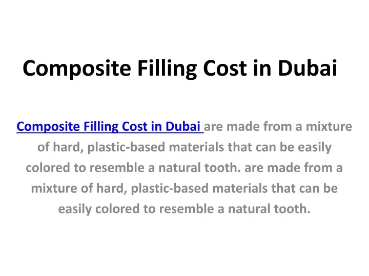 composite filling cost in dubai