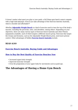 exercise bench australia buying guide