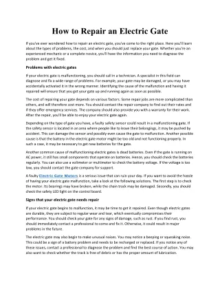 how to repair an electric gate