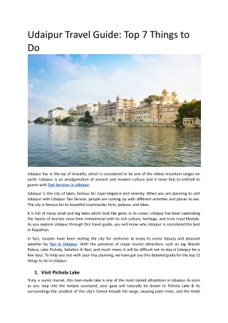 udaipur travel guide top 7 things to do