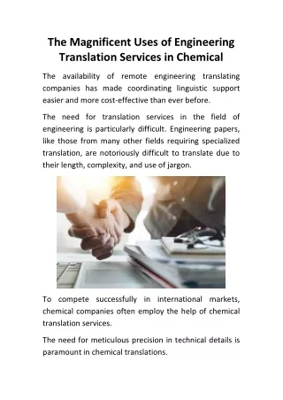 The magnificent uses of engineering translation services in Chemical