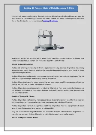 desktop 3d printers made of metal becoming a thing