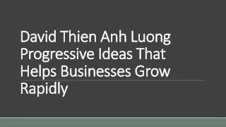 David Thien Anh Luong Progressive Ideas That Helps Businesses Grow Rapidly