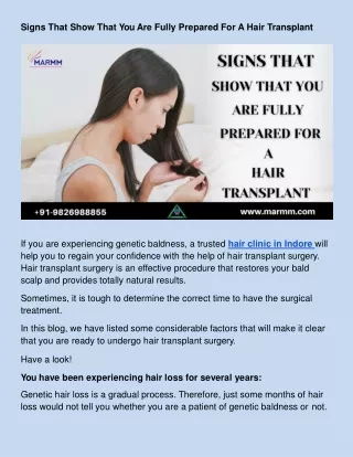 Signs That Show That You Are Fully Prepared For A Hair Transplant