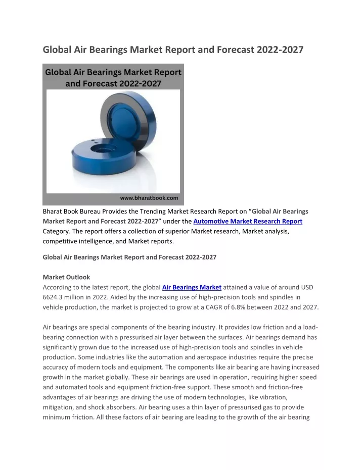 global air bearings market report and forecast